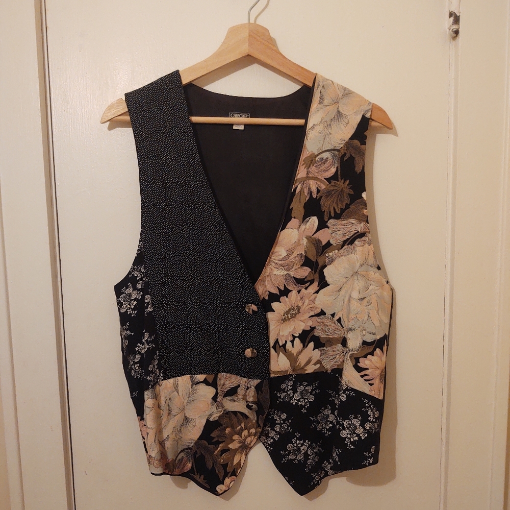 Vintage Cherokee 90's Floral Patchwork Vest Size L